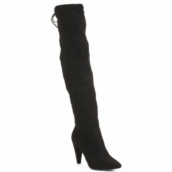 FRENCH CONNECTION Black Faux Suede Over the Knee Jordan Boot - Picture 15 of 16